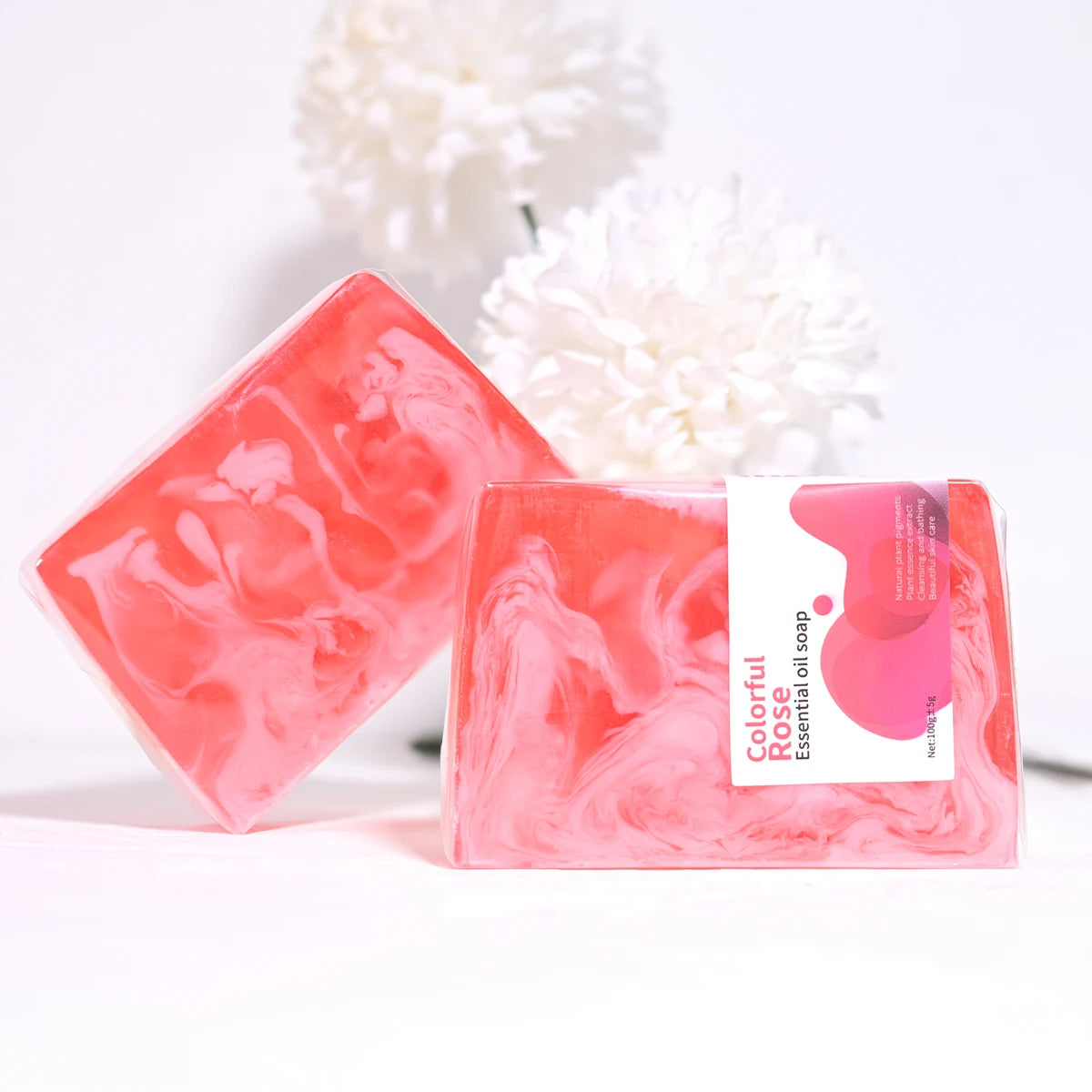 100g Colorful Rose Cleaning Soap Moisturizing Skin Care Damascus Rose Extract Essence Cleansing Bath Soap