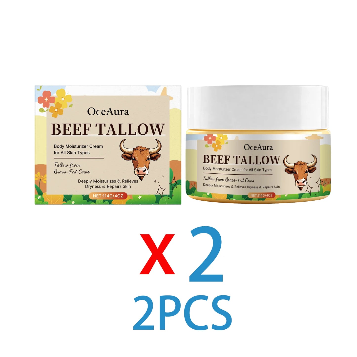 Deep Moisturizing Cream for Dry Skin Nourishing Tallow Based Body Lotion Soothing Relief for Rough Skin Daily Face Body Care 4oz