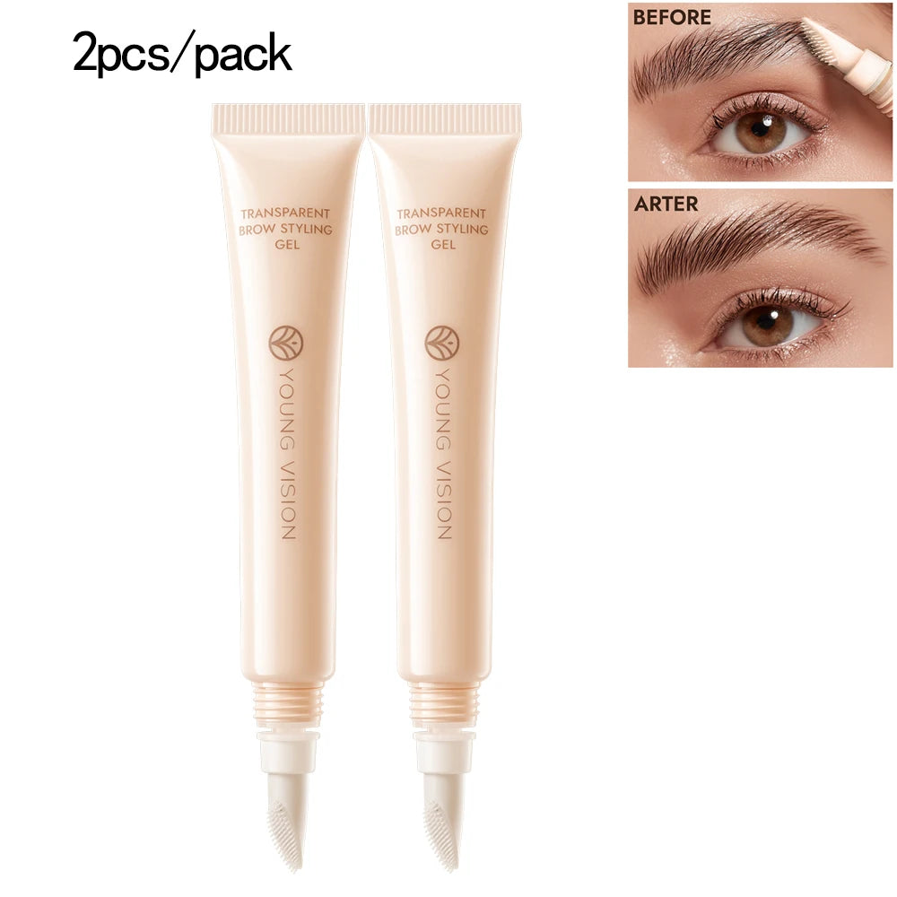 YOUNG VISION 3D Brow Gel Waterproof & Smudge-Proof Silicone Brush Tip Long-Lasting Hold All-Day Wear Defined eyebrow gel