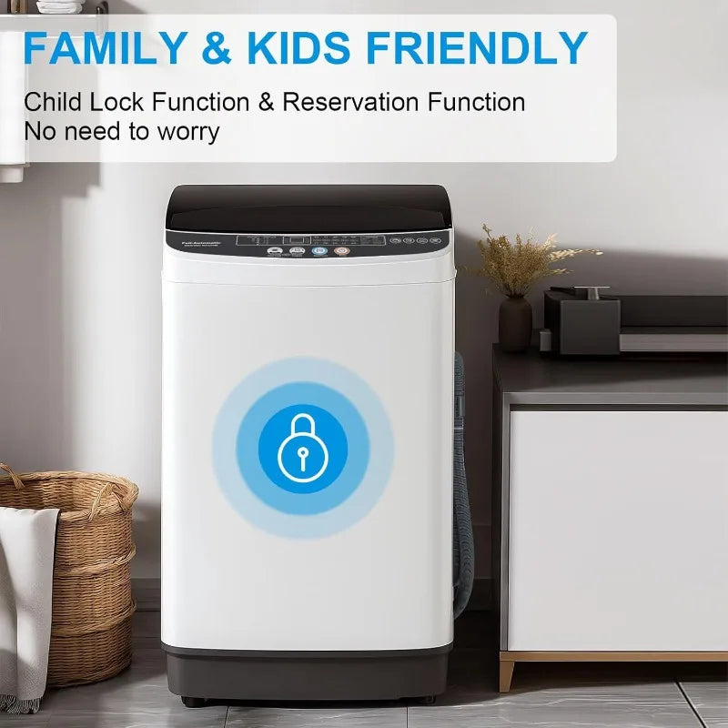 17LBS Full Automatic Portable Washer Spinner - 10 Programs with Child Lock & Energy-Saving, Compact Design Customized