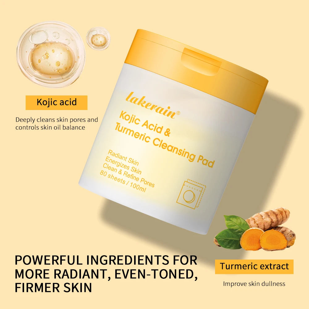 Kojic Acid And Turmeric Cleansing Pad Exfoliate Lighten Acne Scars Unclog Pores Turmeric Cleansing Pad Dark Spots With Glycerol