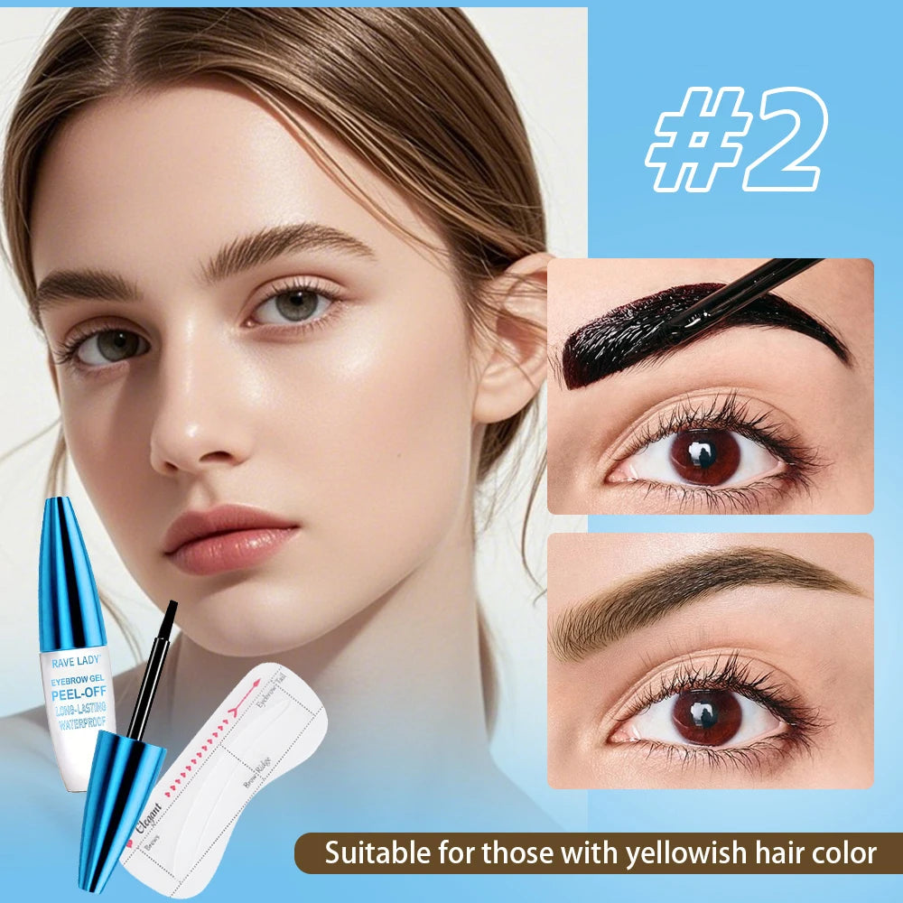 Rave Lady Tear-Off Eyebrow Glue Natural Dye Waterproof Lasting Fasting-Dry One-Step Coloring Tint Liquid Cosmetic Tattoo Eyebrow