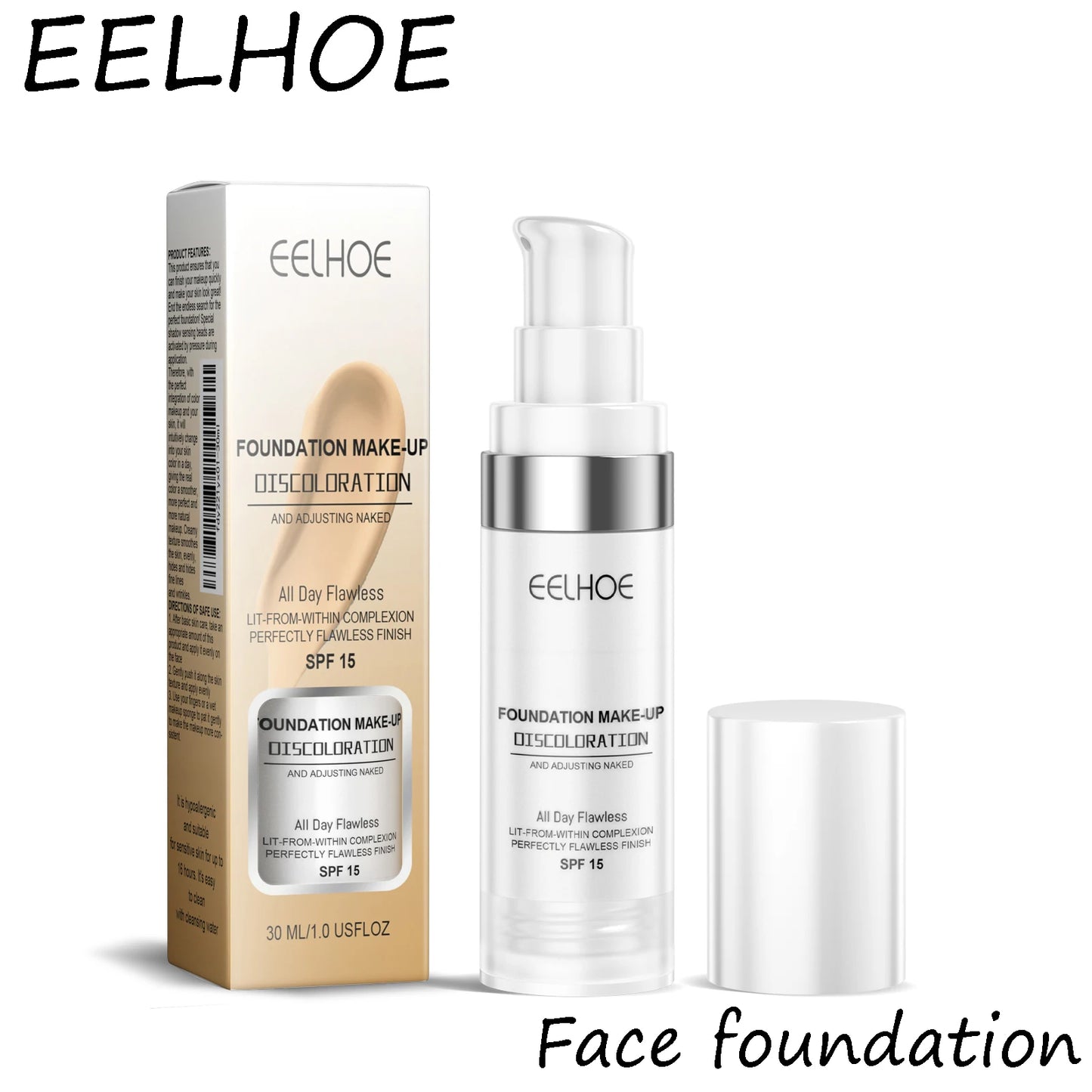 EELHOE Color Changing Makeup Foundation Lasting Moisturizing Non-greasy Matte Concealer Sweatproof Natural Brightening Makeup