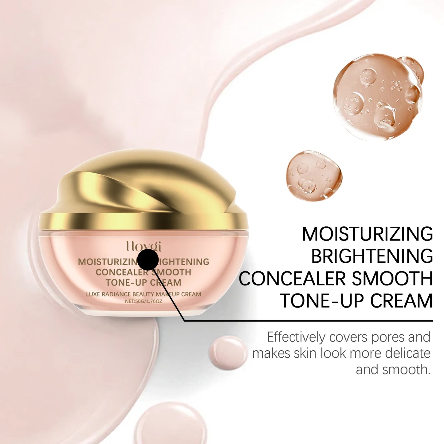 Hoygi 50g Concealer Foundation Cream Radiant Glow Skin Smoothing Beauty Brighten Skin Tone Lasting Base Makeup Tone-Up Cream