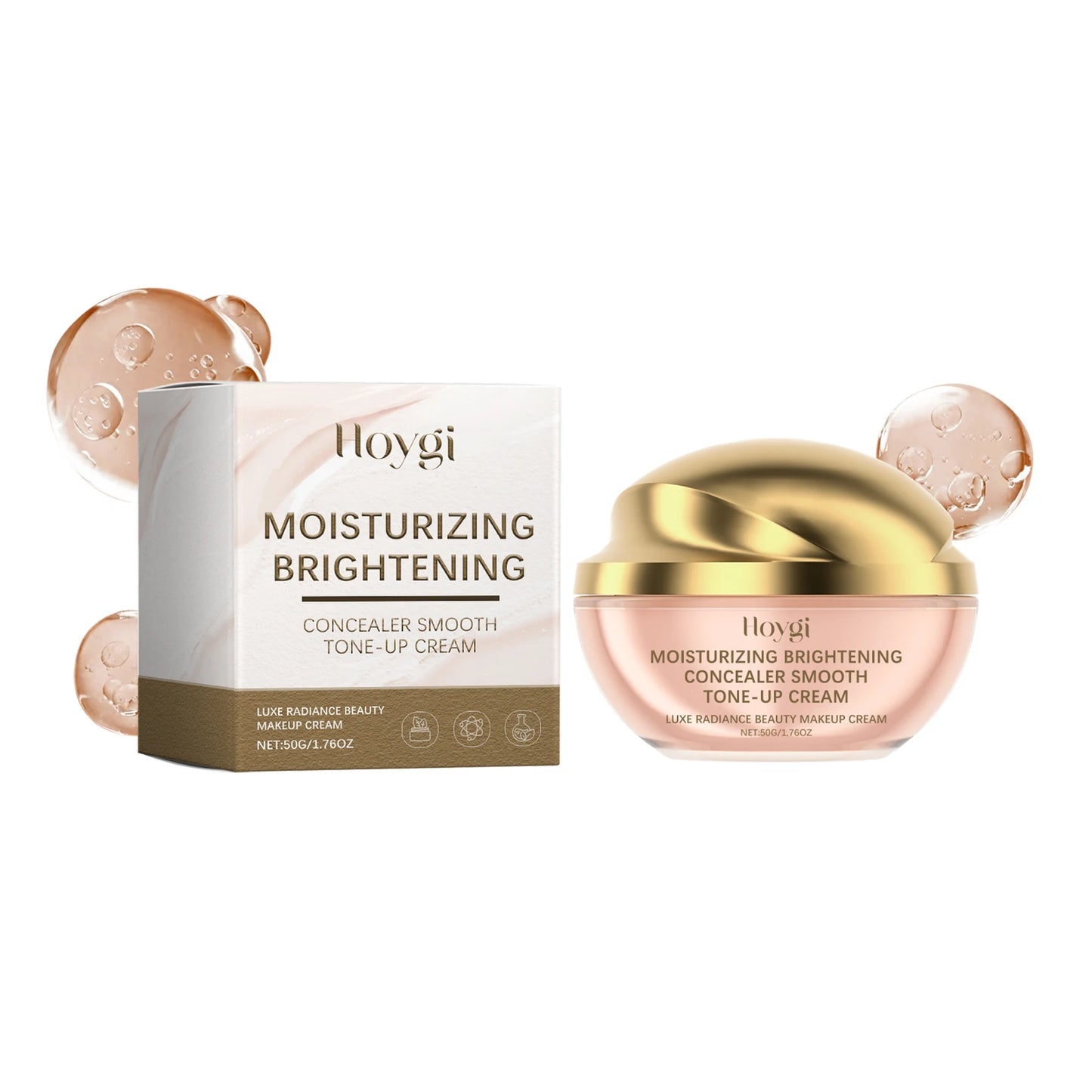 Hoygi 50g Concealer Foundation Cream Radiant Glow Skin Smoothing Beauty Brighten Skin Tone Lasting Base Makeup Tone-Up Cream