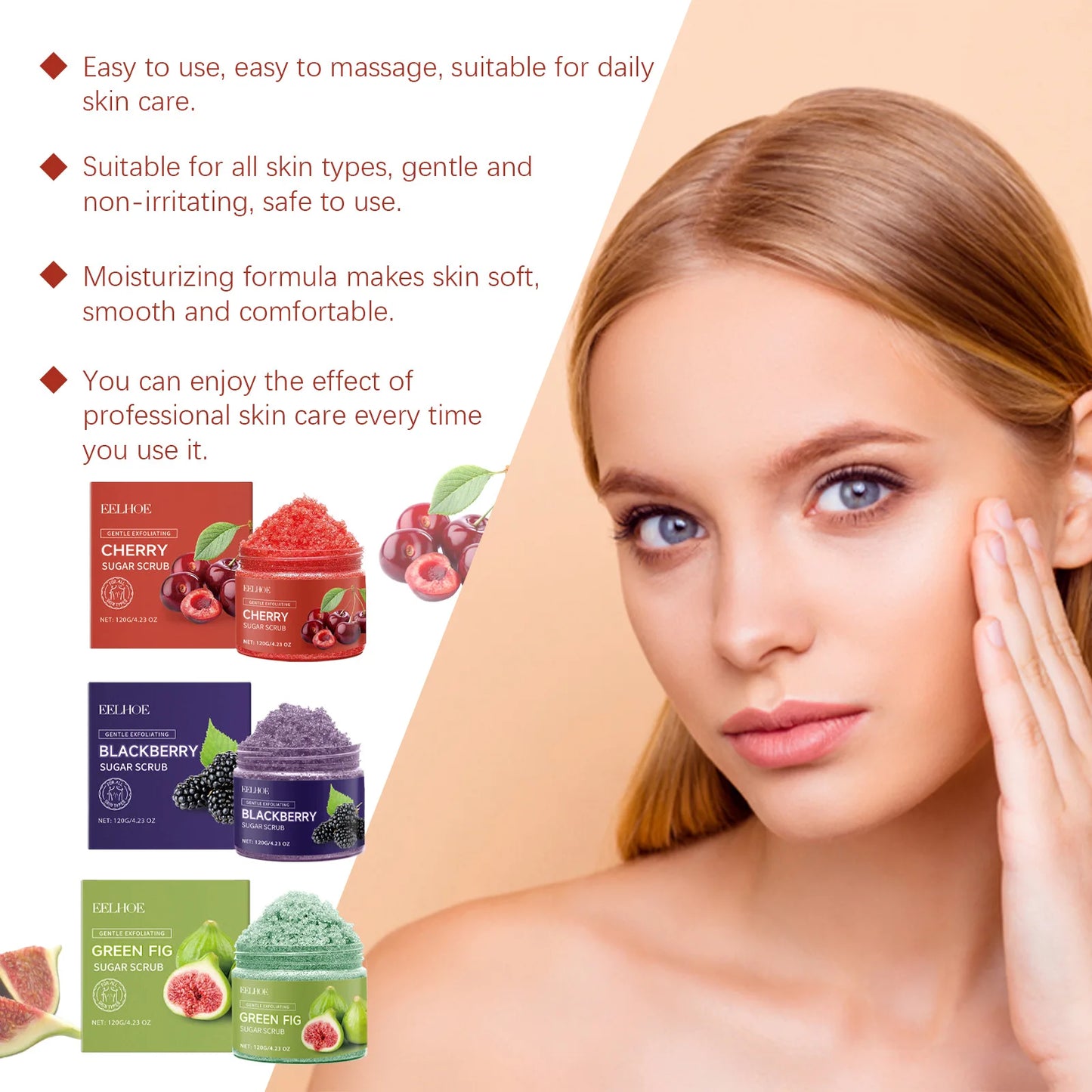 Eelhoe 120g Sugar Body Exfoliating Scrub Cleaning Skin Oil Control Remove Dead Skin Repair Rough Nourishing Smooth Skin Scrub