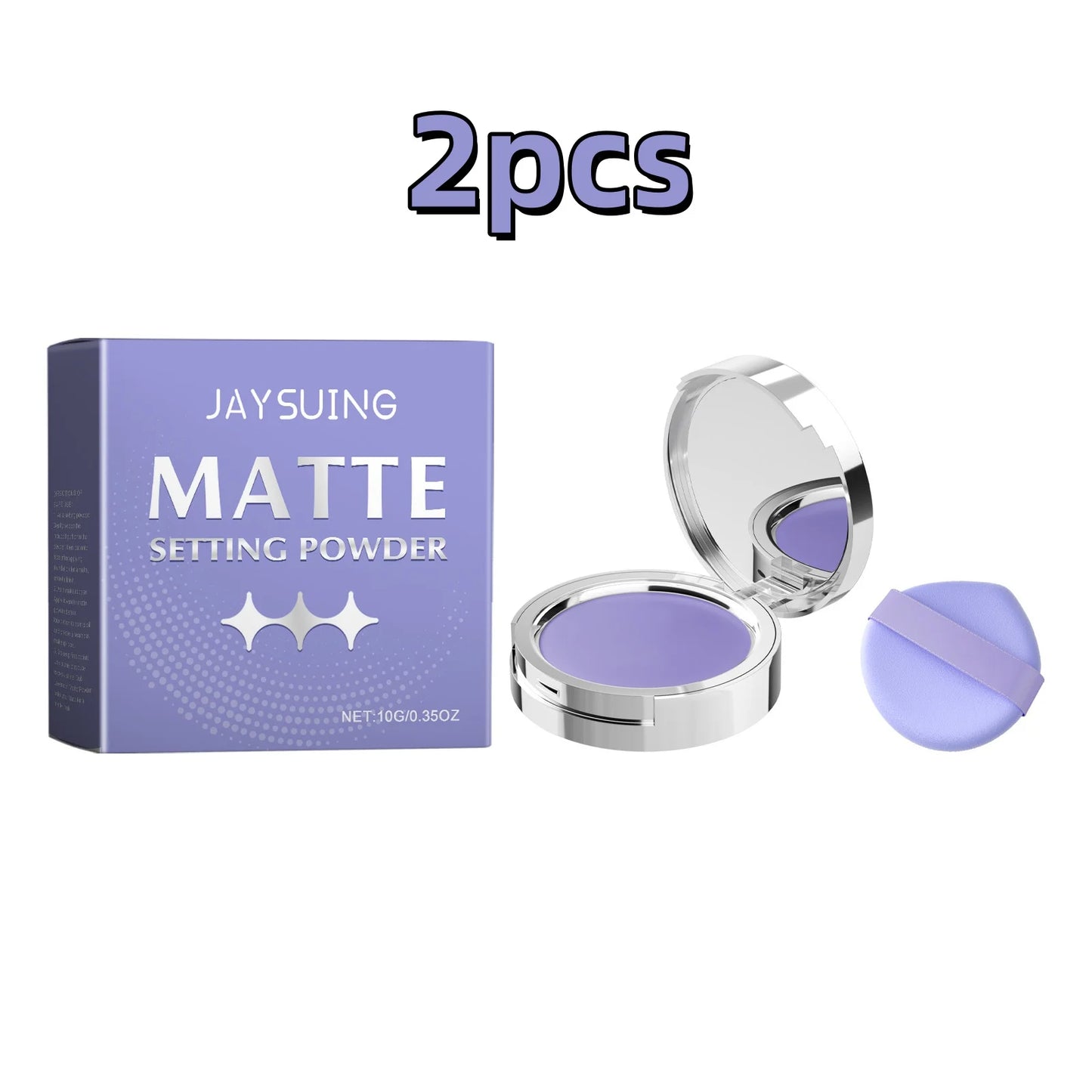 Jaysuing 10g Lavender Matte Set Makeup Powder Natural Waterproof Concealer Oil Control Lasting Makeup Loose Setting Powder