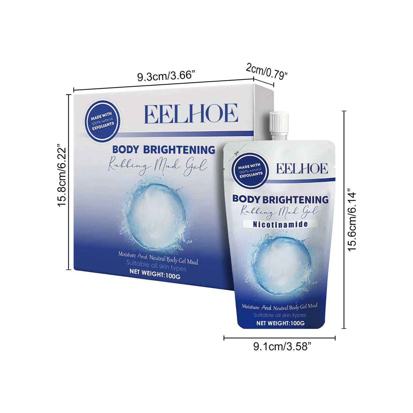 Eelhoe 100g Niacinamide Body Scrub Exfoliating Skin Remove Dead Skin Brightening Improve Rough Skin Cleansing Body Wash Scrub