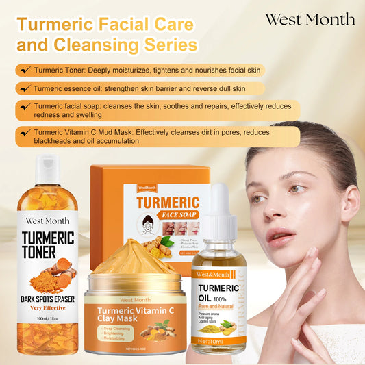 West&Month Turmeric Face Care Series Pore Minimizer Exfoliator Reducing Acne Brightening Dark Spot Remove Facial Hydrating Toner