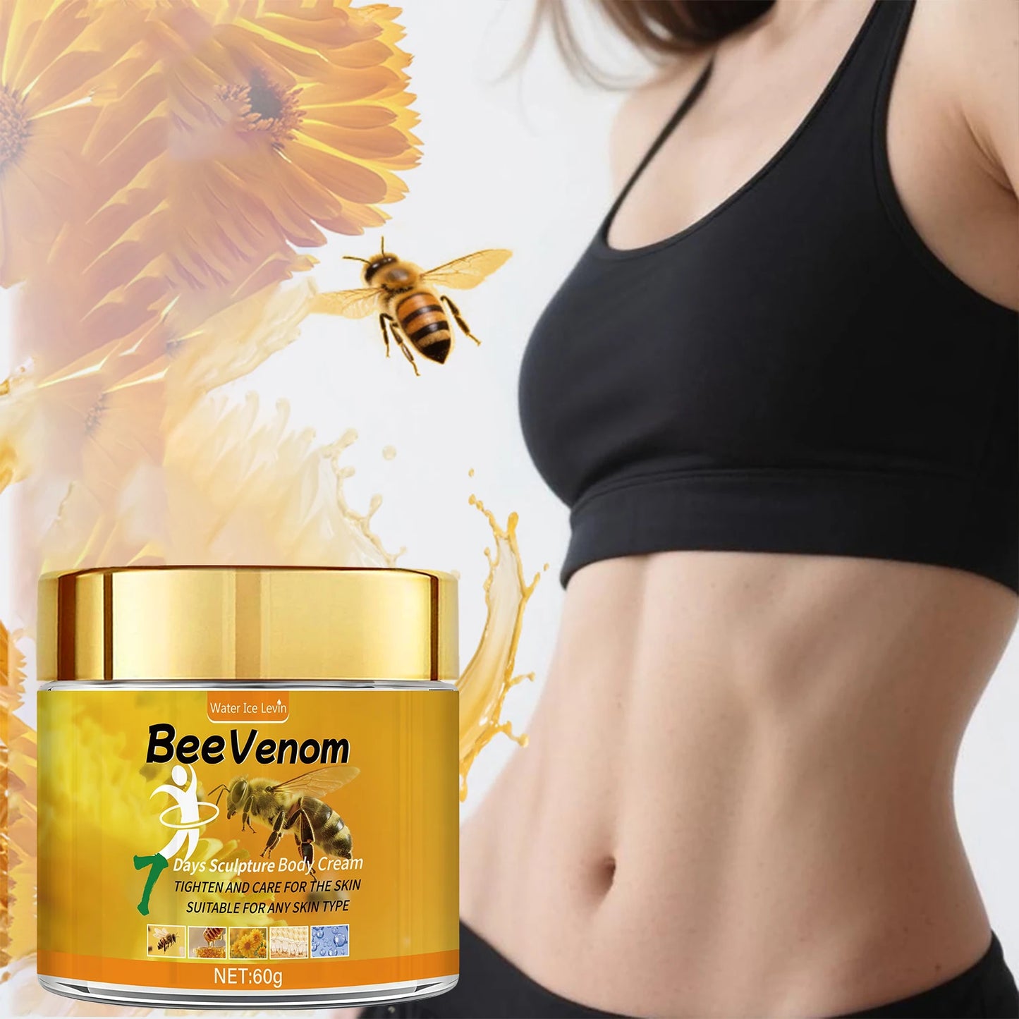 Bee Venom Body Cream with Hyaluronic Acid & Coconut Oil | All Skin Types Moisturizer for Soft, Glowing Winter Skin