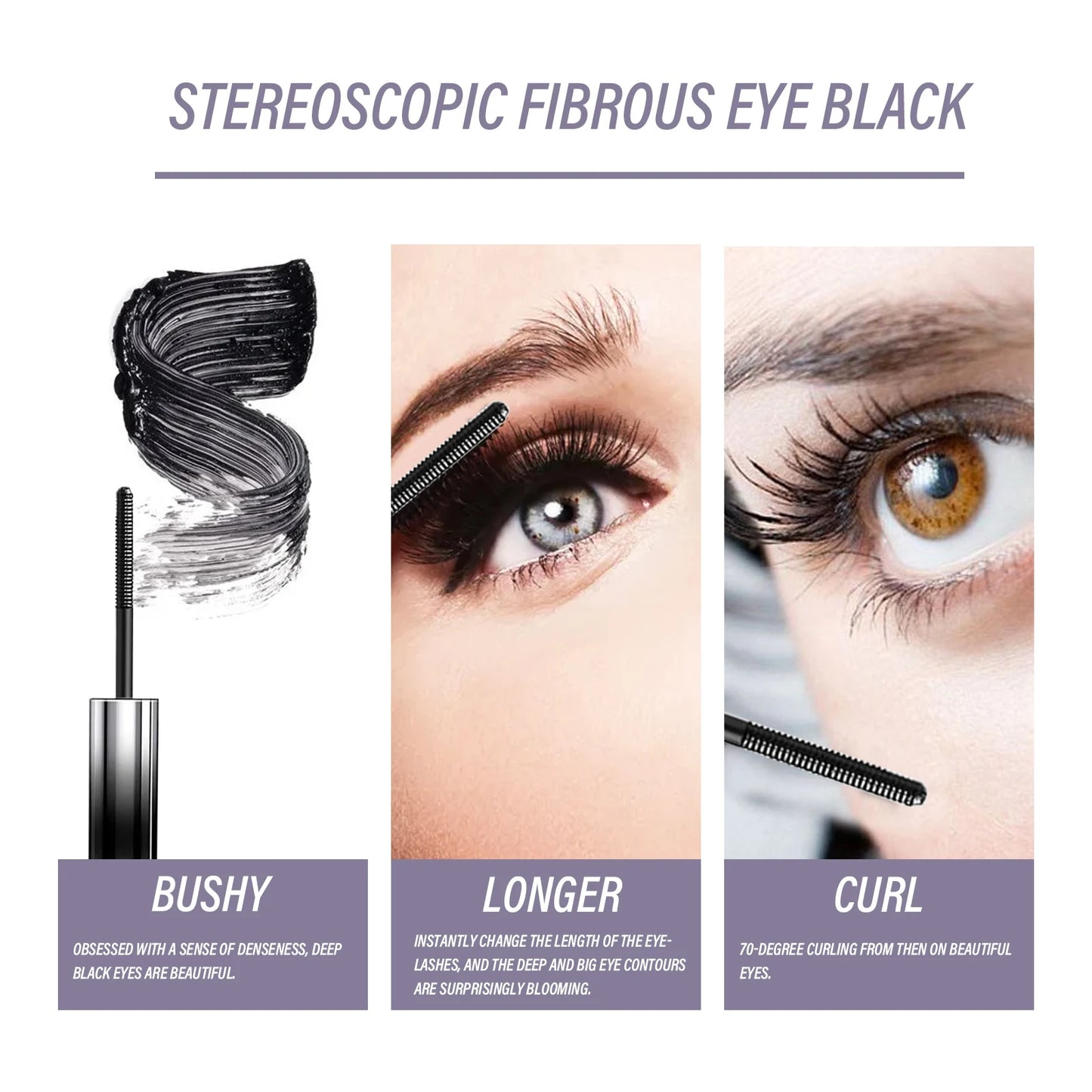 Eelhoe Lifting Mascara Change Eyelashes Length Enlarge Eyes Waterproof Smudge-Proof Thicking Slender Black Blown Eye Black 4g
