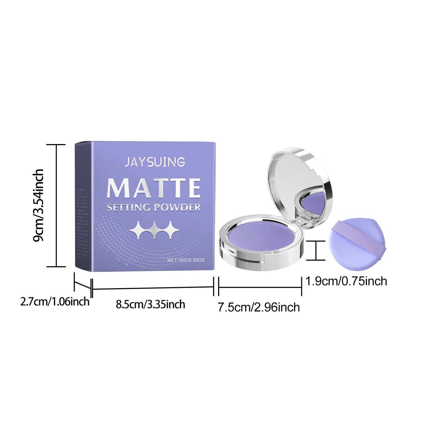Jaysuing 10g Lavender Matte Set Makeup Powder Natural Waterproof Concealer Oil Control Lasting Makeup Loose Setting Powder