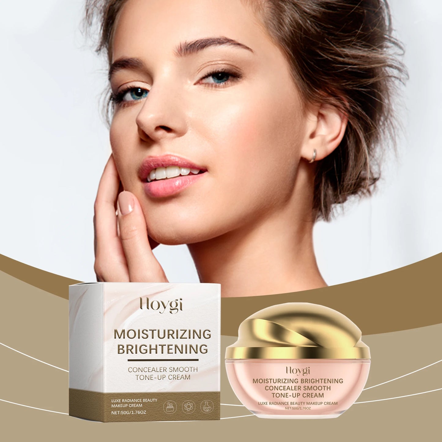Hoygi 50g Concealer Foundation Cream Radiant Glow Skin Smoothing Beauty Brighten Skin Tone Lasting Base Makeup Tone-Up Cream