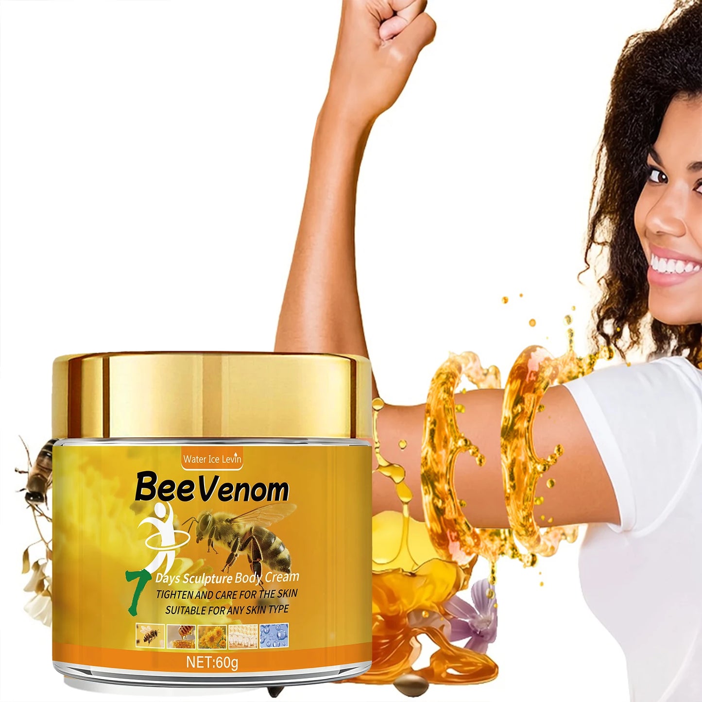 Bee Venom Body Cream with Hyaluronic Acid & Coconut Oil | All Skin Types Moisturizer for Soft, Glowing Winter Skin