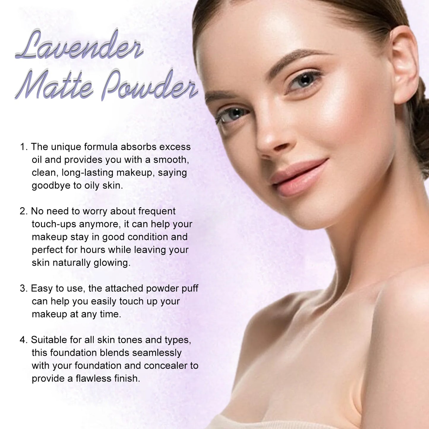 Jaysuing 10g Lavender Matte Set Makeup Powder Natural Waterproof Concealer Oil Control Lasting Makeup Loose Setting Powder