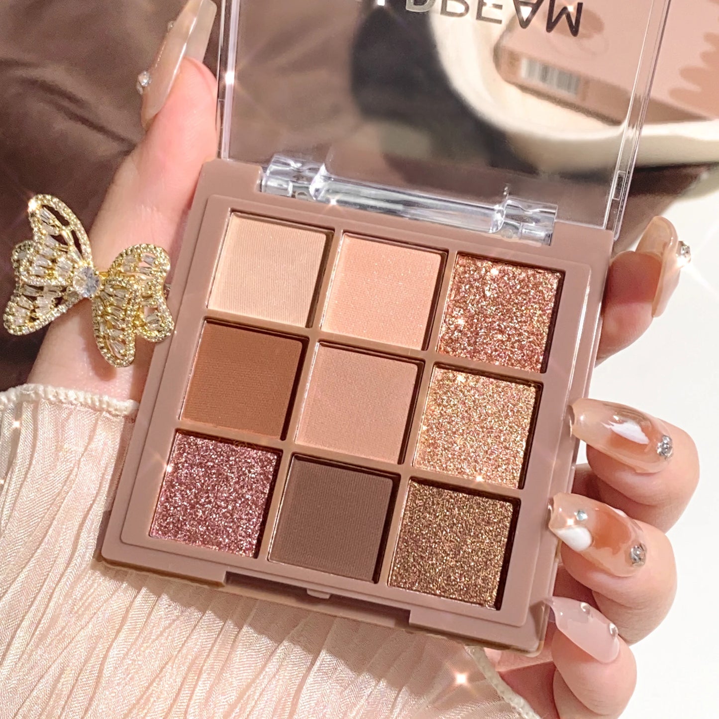 9 Color Eyeshadow Palette Matte Shimmer – Waterproof Long-Lasting Natural Nude Makeup Cocoa Brown Korean Style Eye Look
