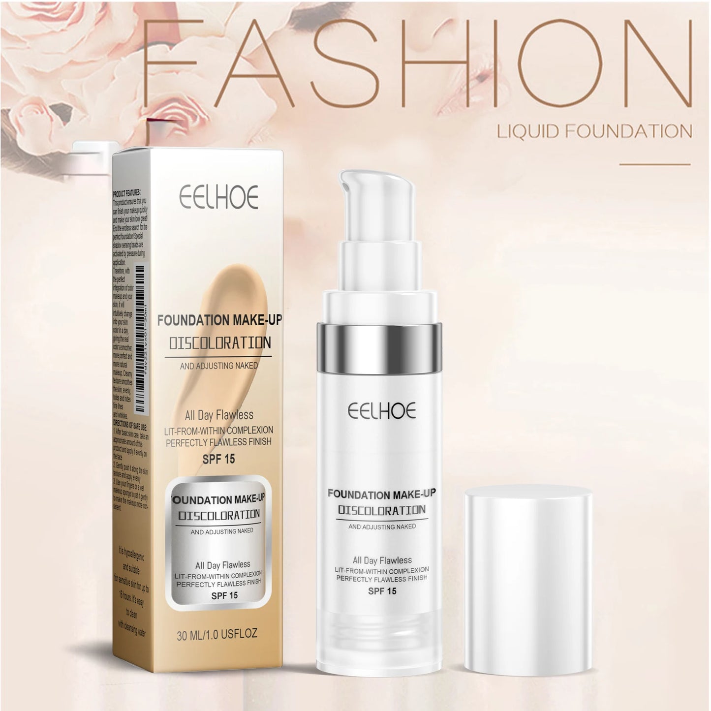EELHOE Color Changing Makeup Foundation Lasting Moisturizing Non-greasy Matte Concealer Sweatproof Natural Brightening Makeup