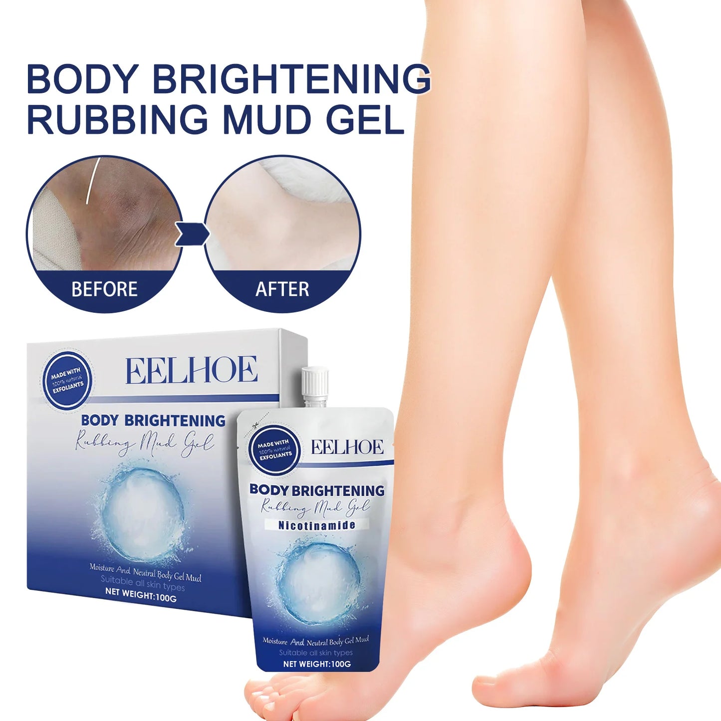 Eelhoe 100g Niacinamide Body Scrub Exfoliating Skin Remove Dead Skin Brightening Improve Rough Skin Cleansing Body Wash Scrub