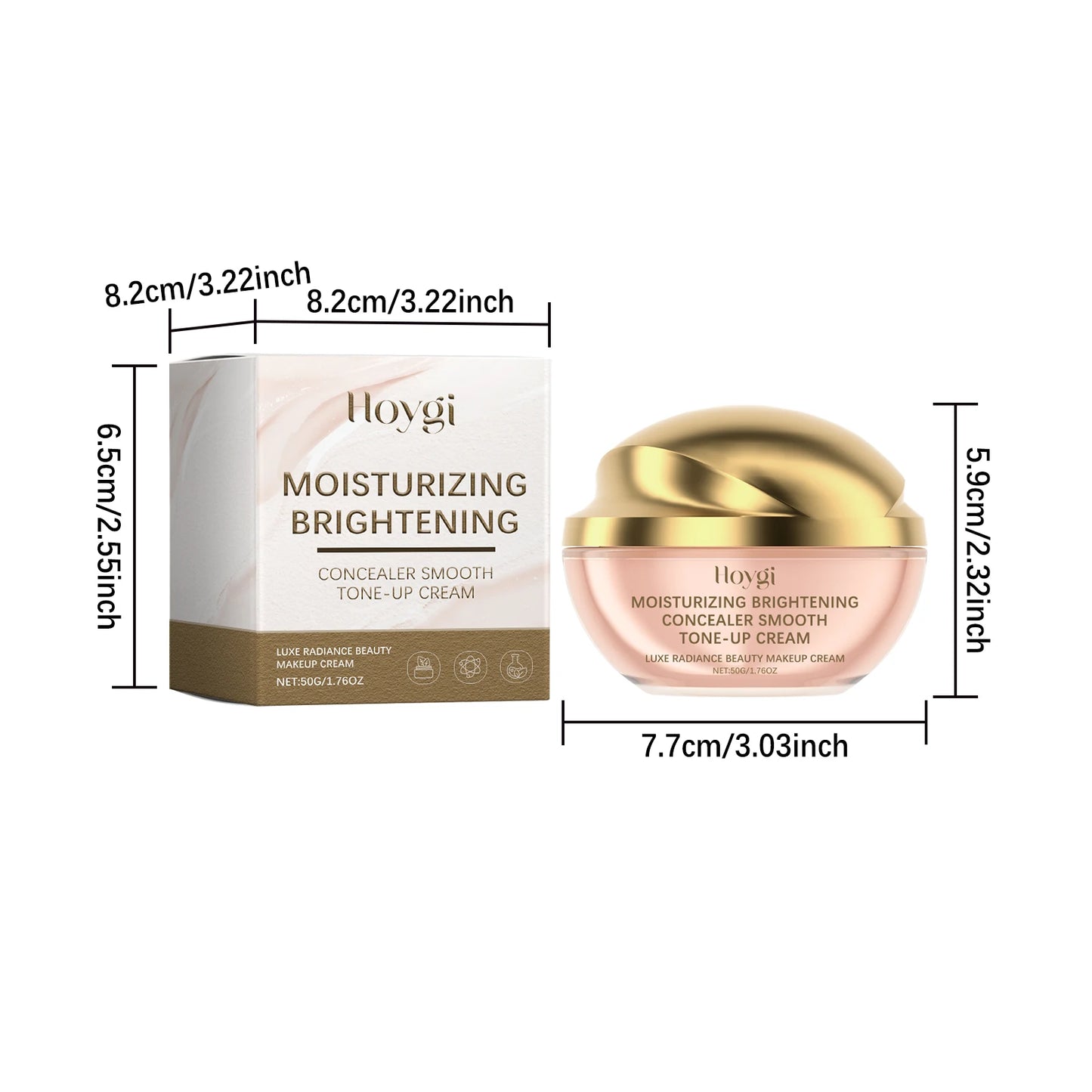 Hoygi 50g Concealer Foundation Cream Radiant Glow Skin Smoothing Beauty Brighten Skin Tone Lasting Base Makeup Tone-Up Cream