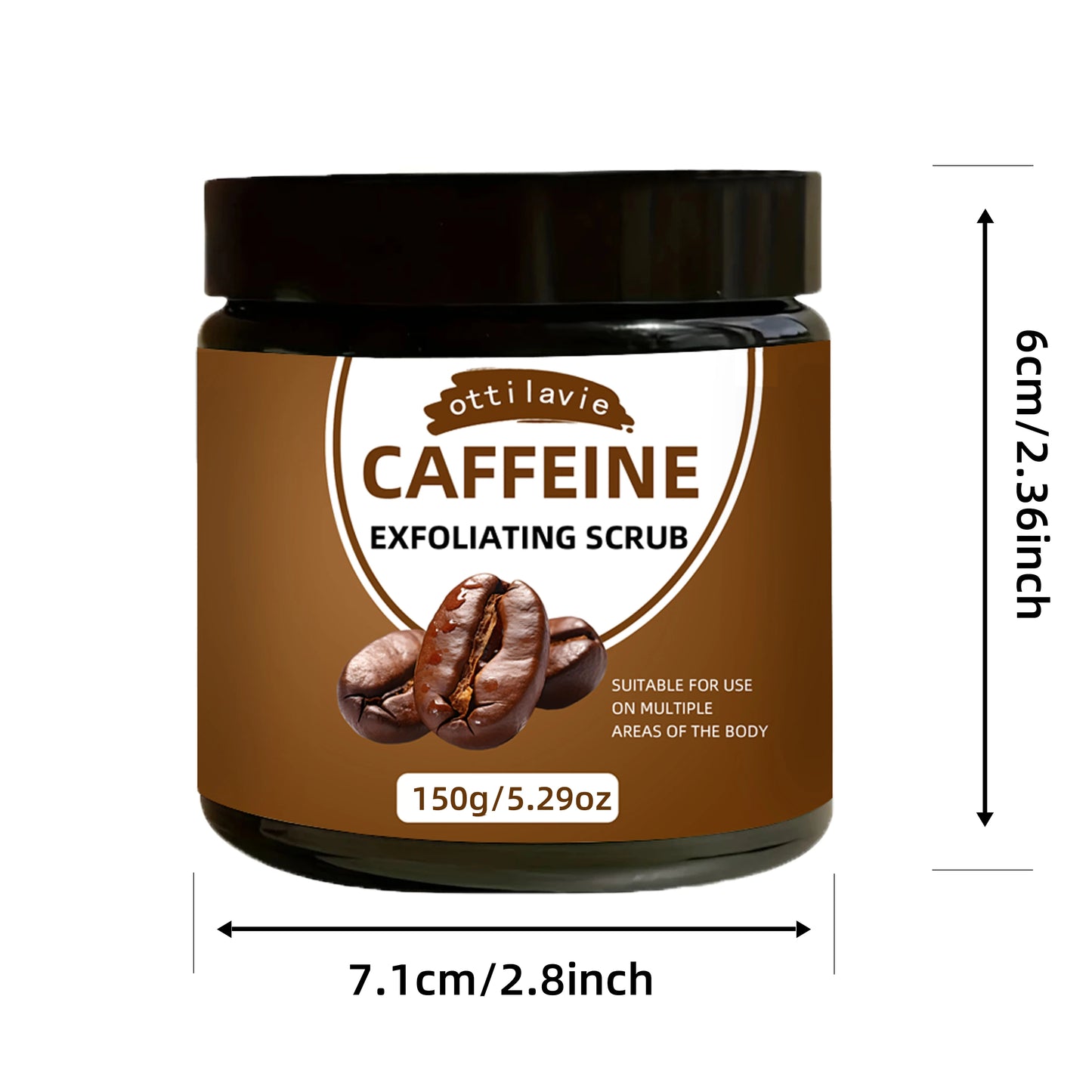 Ottilavie Caffeine Scrub 5.29OZ | Niacinamide & Vitamin C | Gentle Exfoliator for Face & Body | All Skin Types | Xmas & Valentin