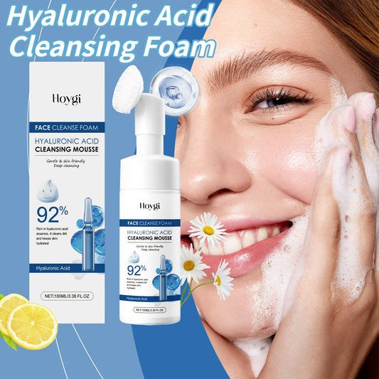 Hyaluronic Acid Cleansing Foam Facial Skin Mildly Cleansing&Attenuating Fine Lines Deep Moisturizing Nourishing Facial Cleanser