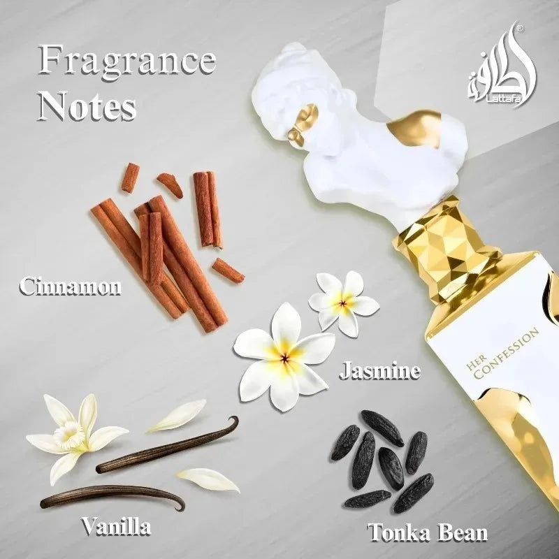 Lattafa His Confession Eau de Parfum Spray 100ml Original Arab Perfumes Lasting Charm Floral Pheromones Perfume for Women Makeup