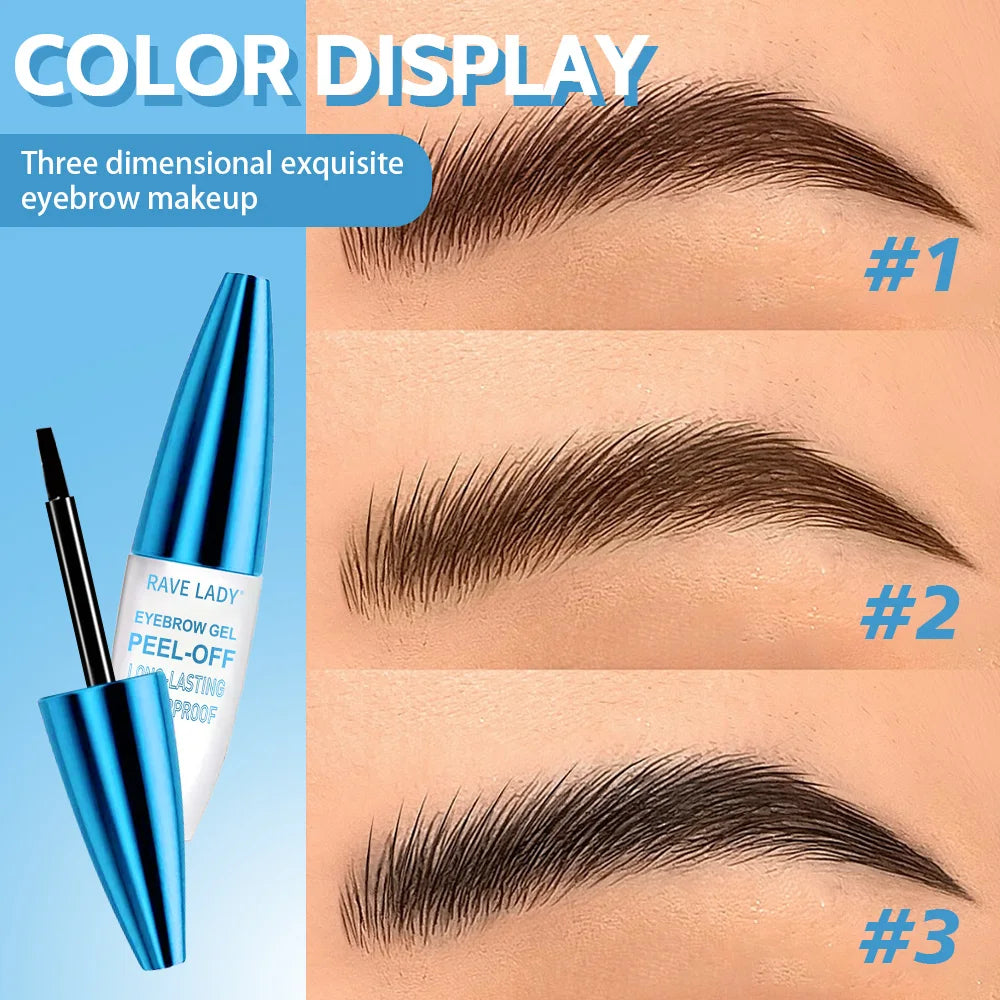 Rave Lady Tear-Off Eyebrow Glue Natural Dye Waterproof Lasting Fasting-Dry One-Step Coloring Tint Liquid Cosmetic Tattoo Eyebrow
