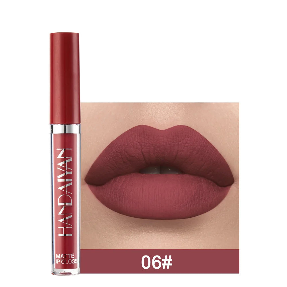 Handaiyan 12 Colors Matt Lip Gloss Longlasting Red Nude Lipstick Liquid matte Waterproof Lipgloss Makeup