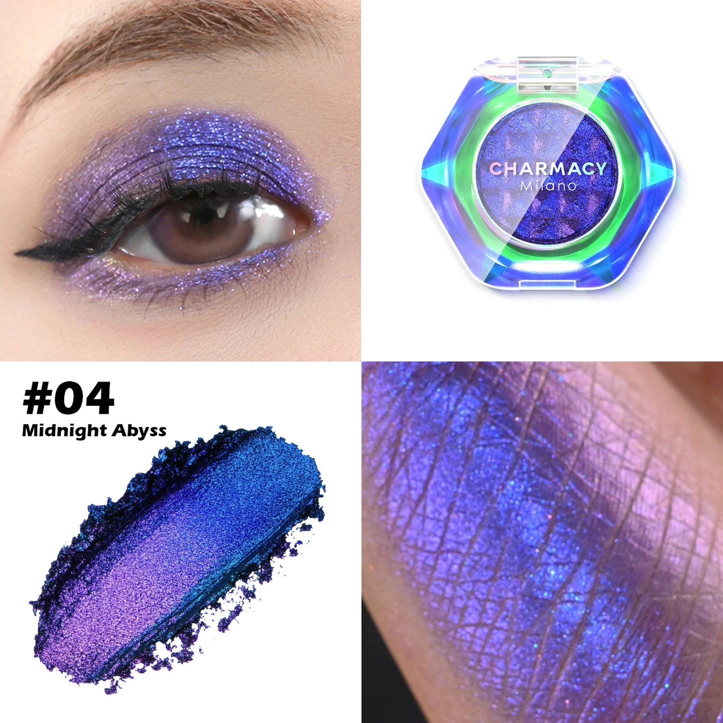CHARMACY Multichrome Eyeshadow Palette 8 Colors Shimmer Waterproof Long-lasting Professional Eye Shadow Cosmetic Makeup