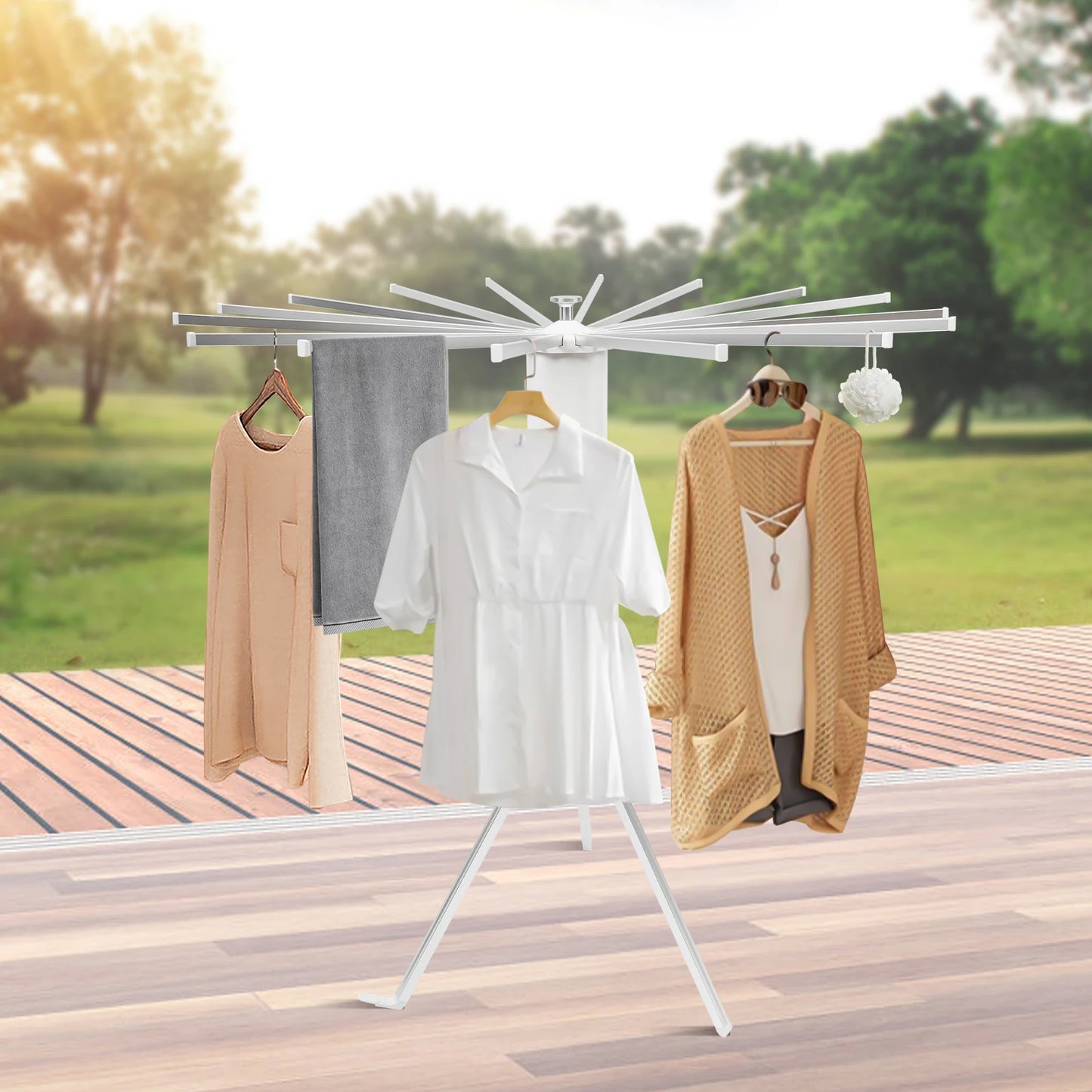 16 Pole Foldable Drying Rack,Tripod Clothes Drying Rack,Laundry Drying Rack,Garment Rack Can Dry Towels, Bath Towels, Shoes,Hats