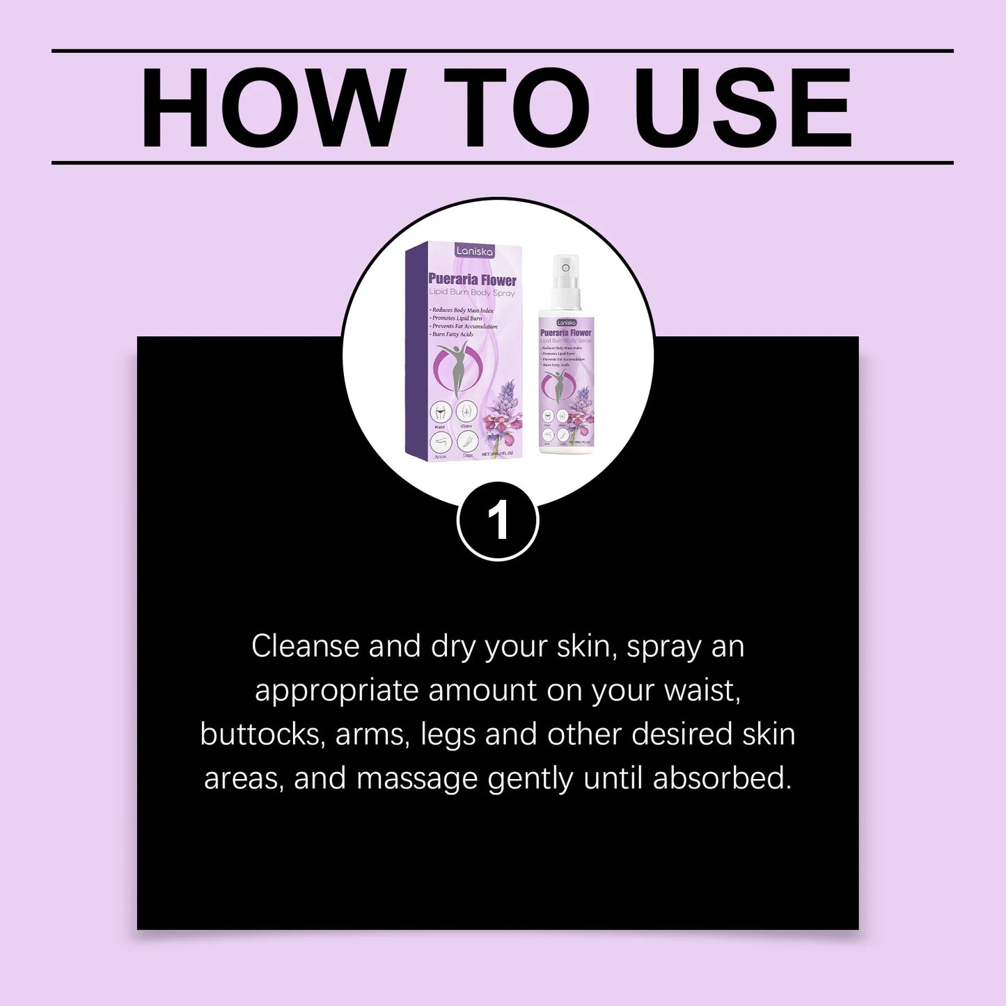 Pueraria Flower Body Care Spray Promoting Blood Circulation Lightweight Easily Absorbed Non-Greasy Suitable for Daily Use