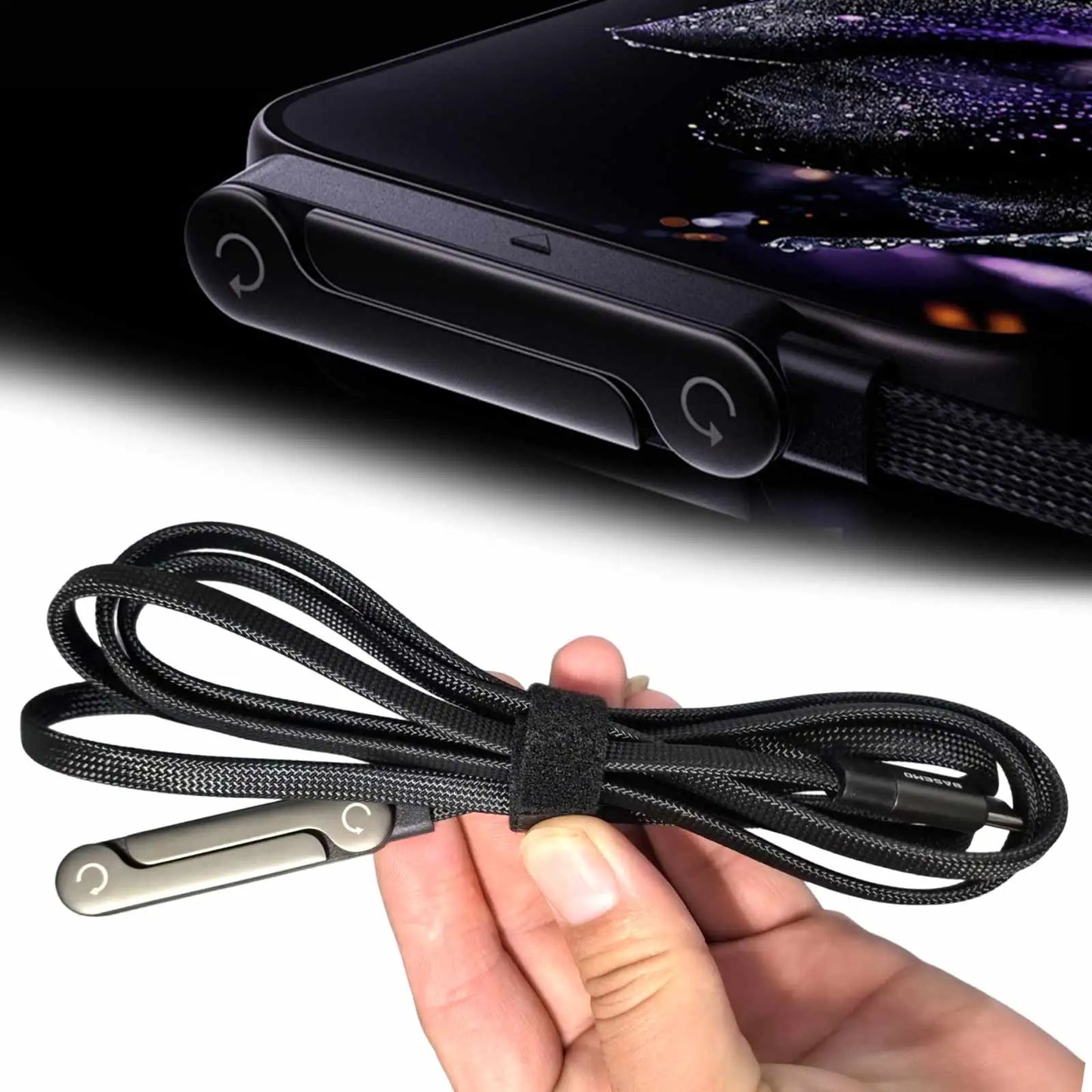 240W Fast Charging Foldable Phone Holder Data Cable 5 FT Fast Charging Cable Phone Tablet Foldable Holder for Android/Tablet