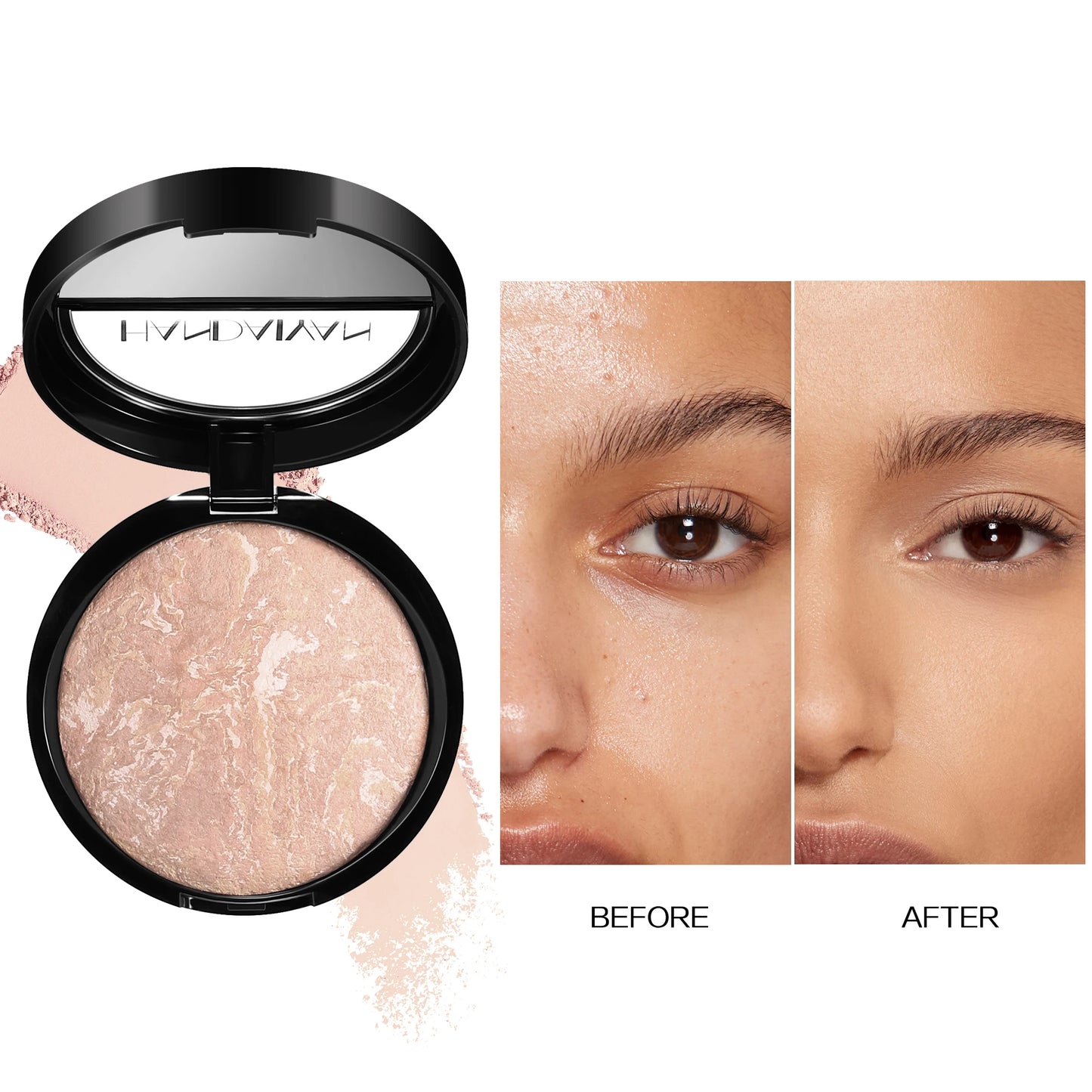 Buy One Get One Free Marble Baking Setting Powder Shiny Waterproof Sweatproof 24-HourNon-CakeyOil-Control Loose Powder Ideal Gif