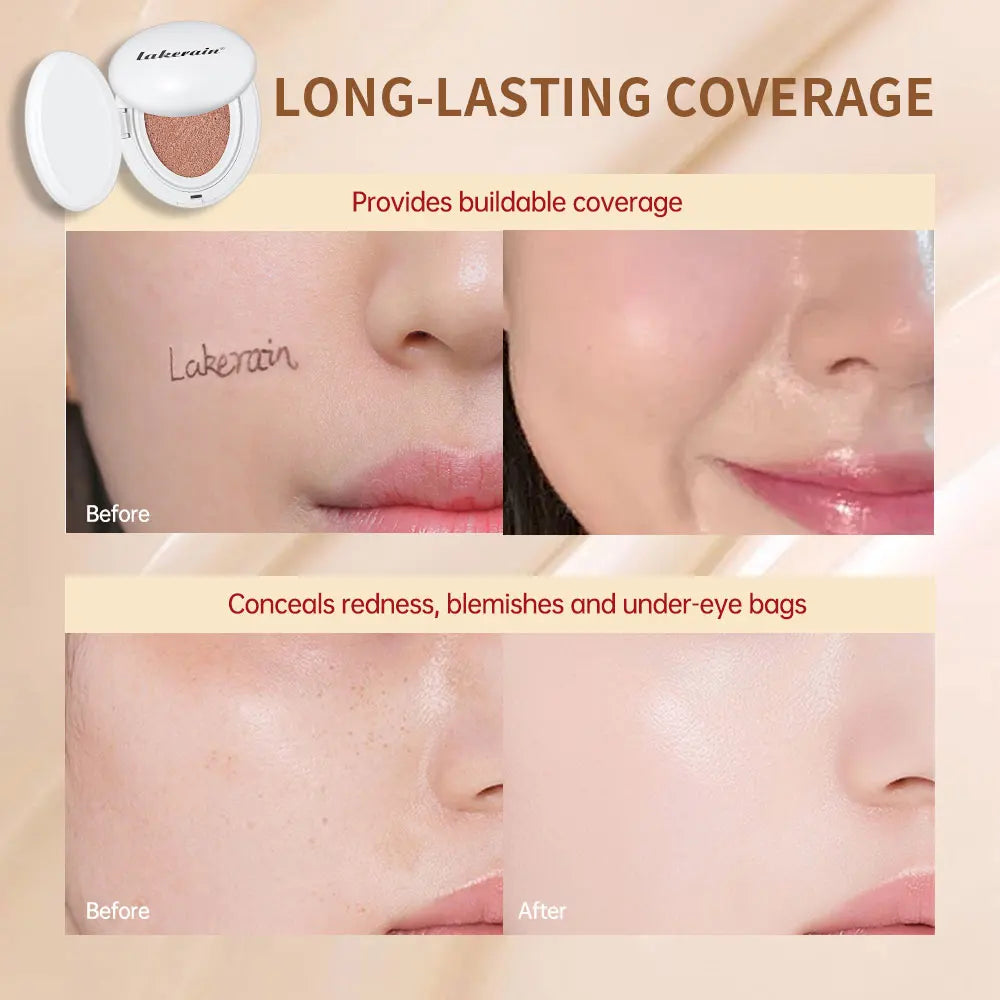 Glow CC Cream Cushion Natural Concealer Whitening Long-lasting Moisturizing Oil Control Foundation Face Base Makeup Cosmetic