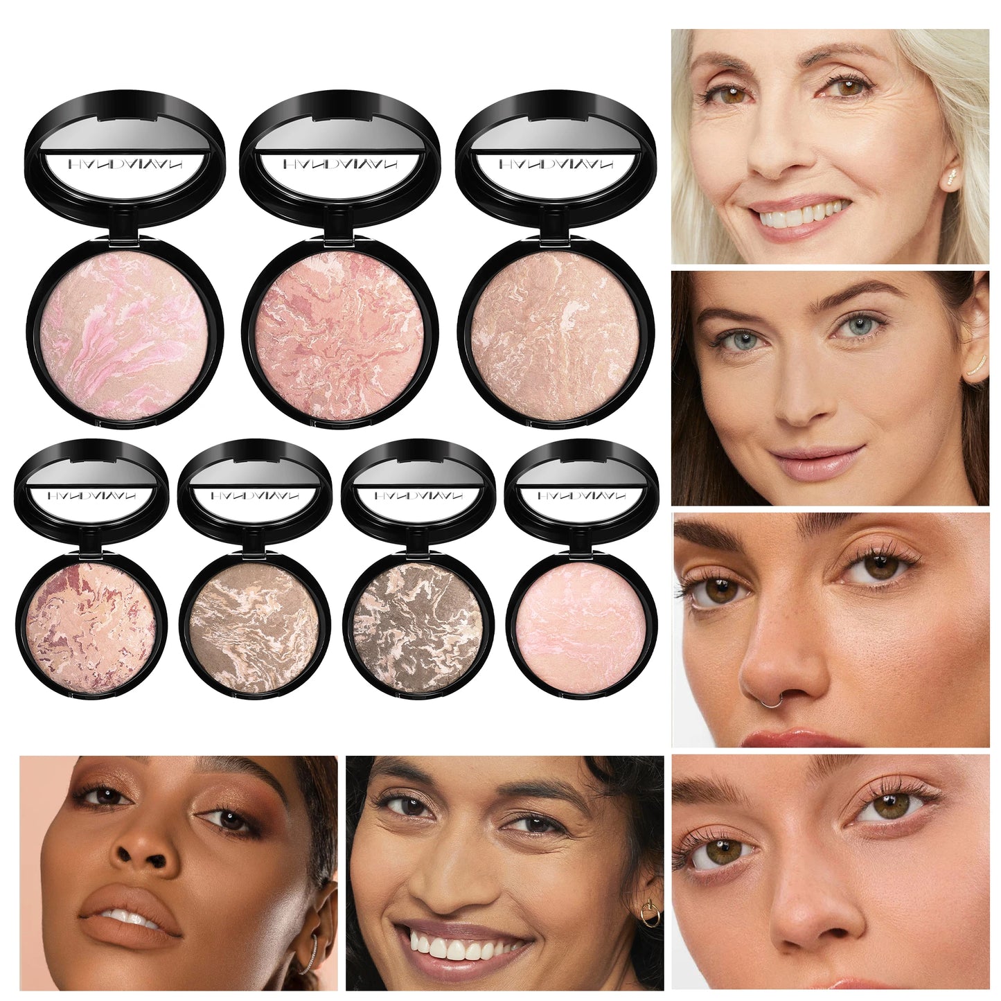 Buy One Get One Free Marble Baking Setting Powder Shiny Waterproof Sweatproof 24-HourNon-CakeyOil-Control Loose Powder Ideal Gif
