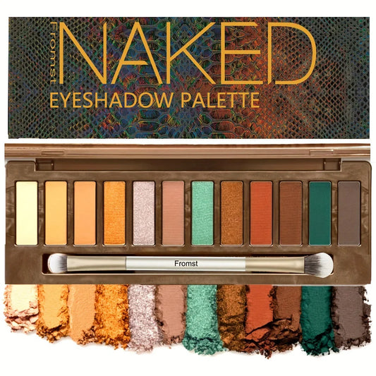 12-color eyeshadow palette, mirror packaging, pearlescent shimmer, stage makeup effect, long-lasting, easy to apply, waterproof