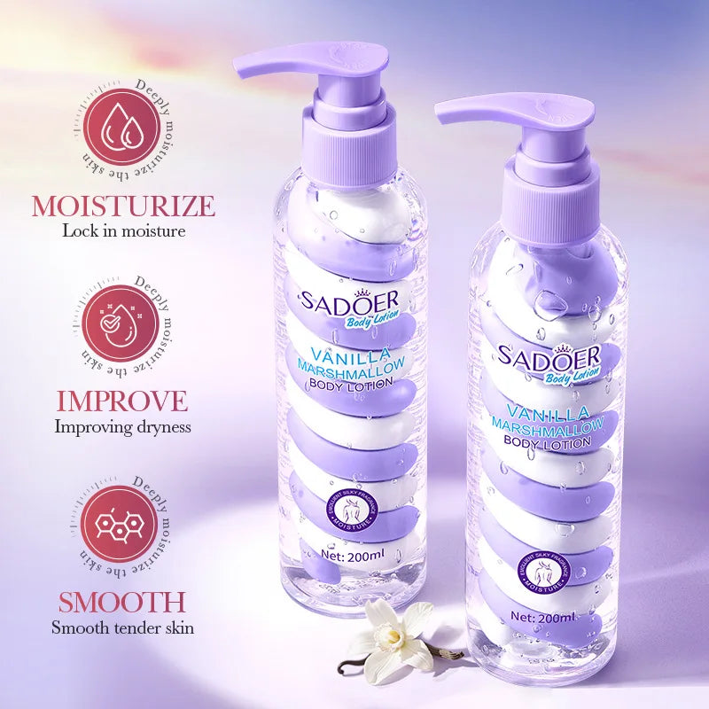 Vanilla Body Lotion 200ml Moisturizing And Nourishing for Autumn And Winter Cotton Candy Scented Body Milk
