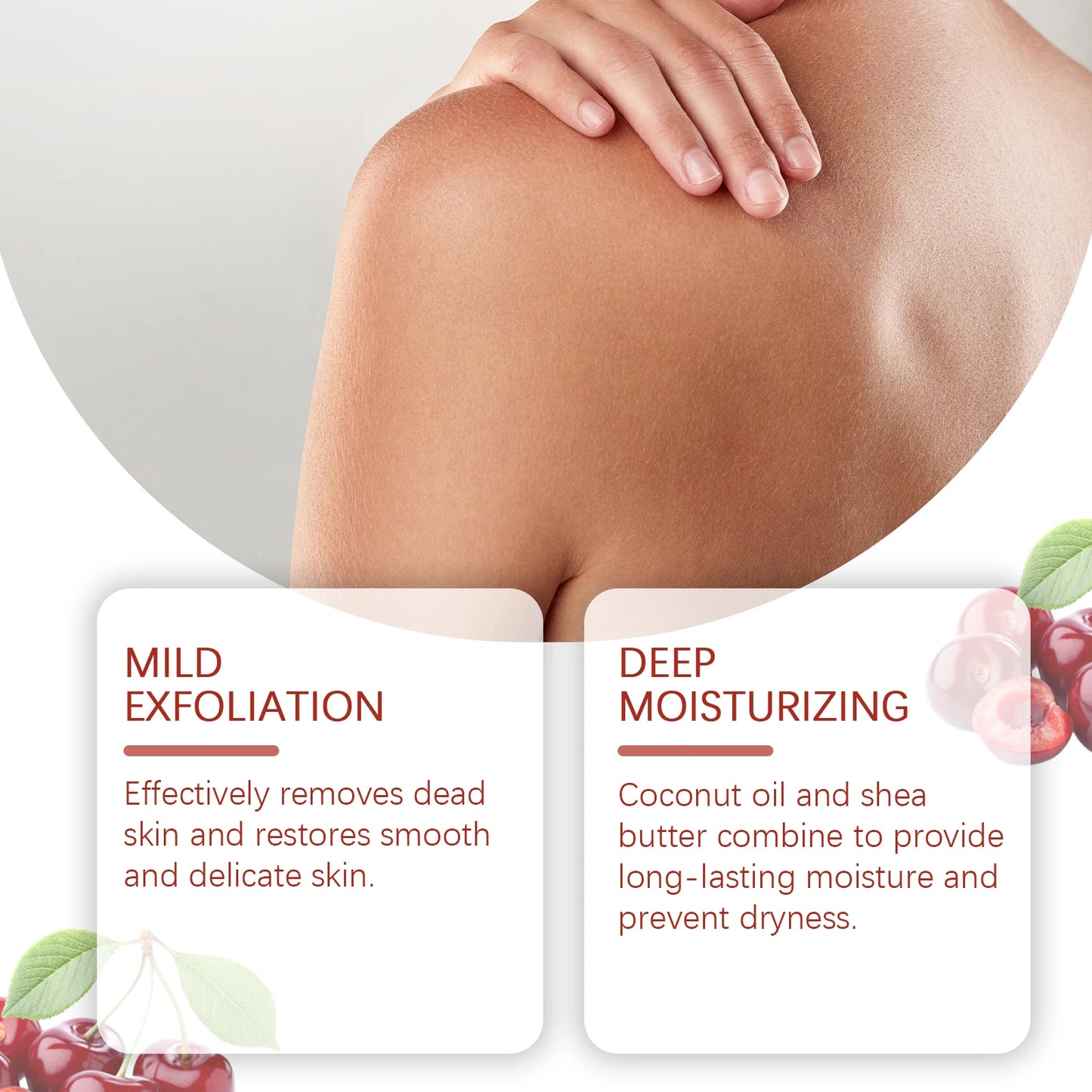 EELHOE 120g Cherry Sugar Body Scrub Deep Cleansing Exfoliating Dark Skin Lighten Pore Cleanser More Elastic Smoother Skin Gel