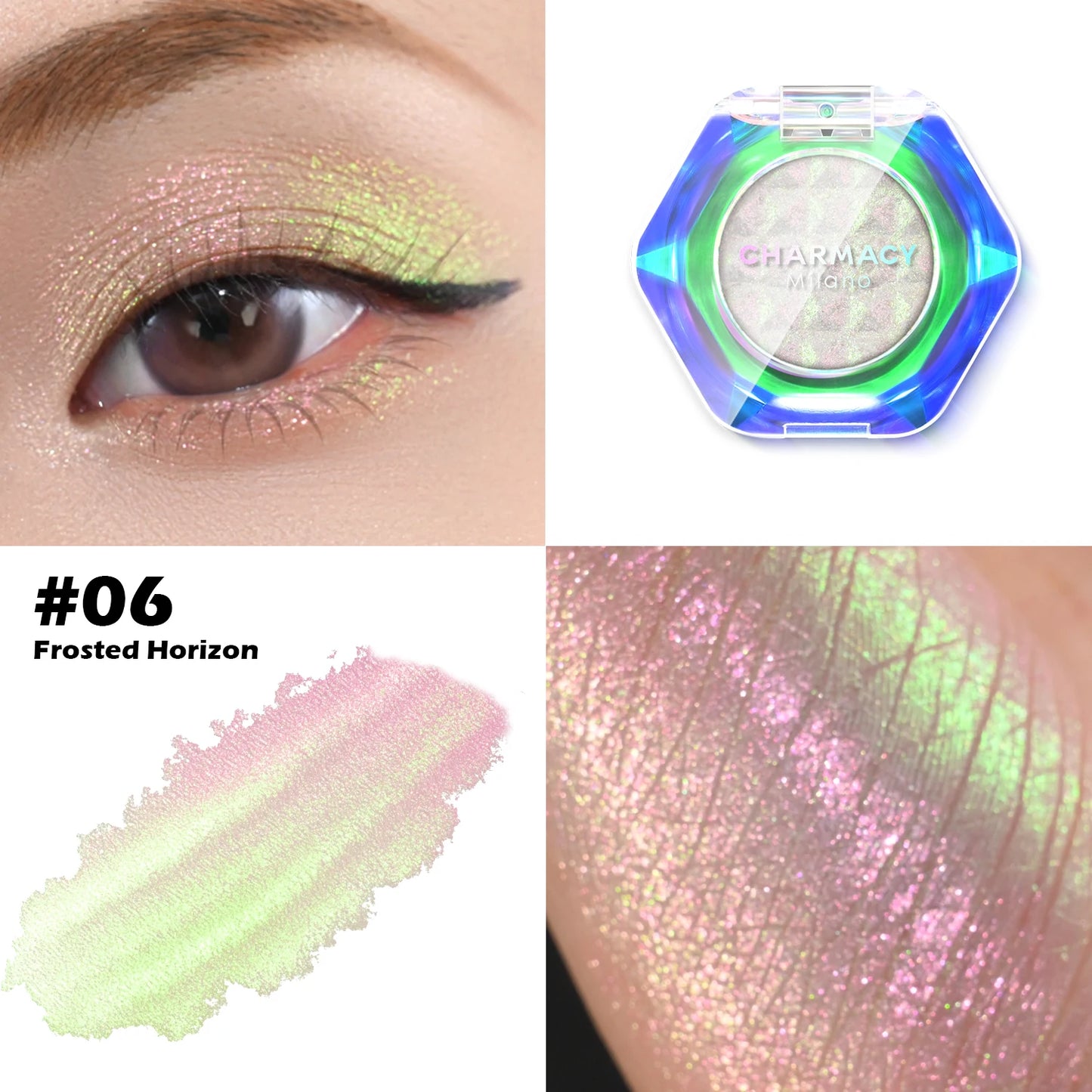 CHARMACY Multichrome Eyeshadow Palette 8 Colors Shimmer Waterproof Long-lasting Professional Eye Shadow Cosmetic Makeup