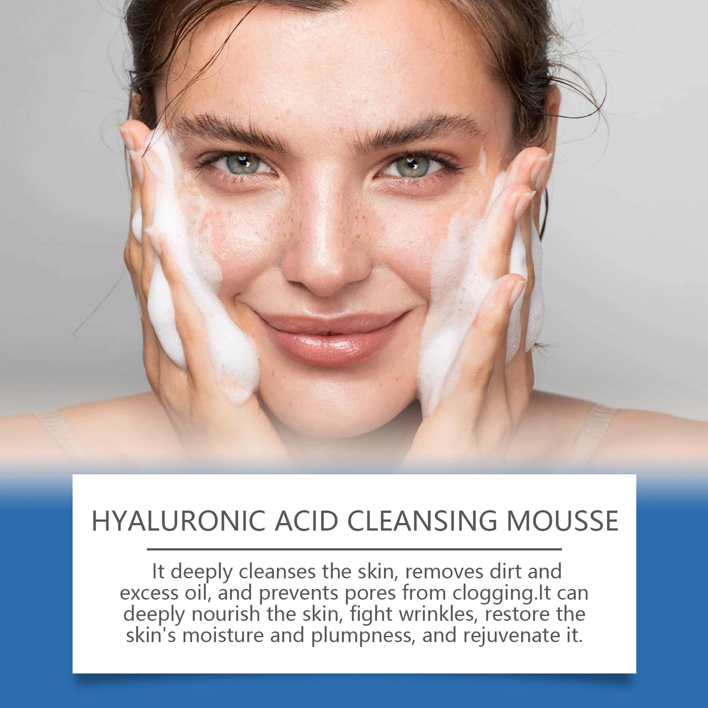 Hyaluronic Acid Cleansing Foam Facial Skin Mildly Cleansing&Attenuating Fine Lines Deep Moisturizing Nourishing Facial Cleanser