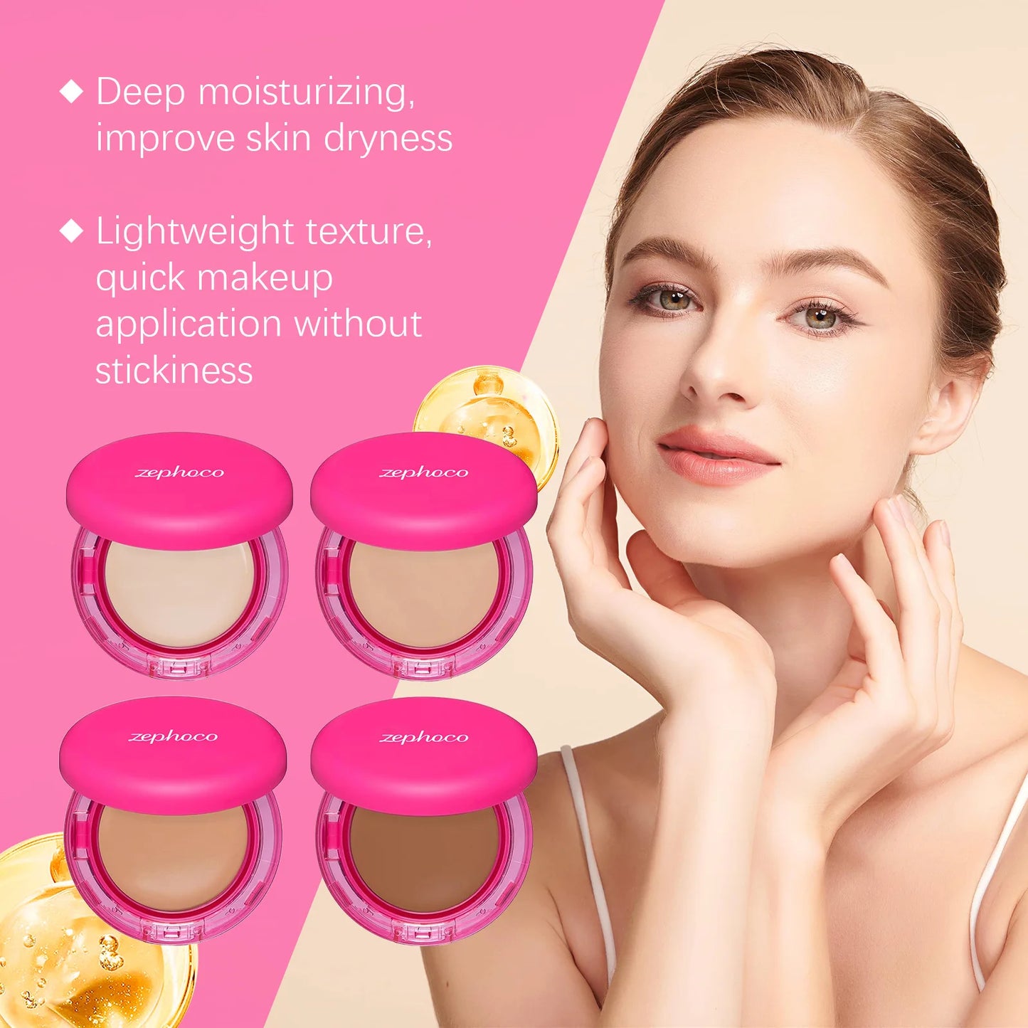 Zephoco Balm Foundation 4 Color Long Lasting Oil Control Age-Defying Matte BB Cream Foundation High Coverage Makeup Products 20g