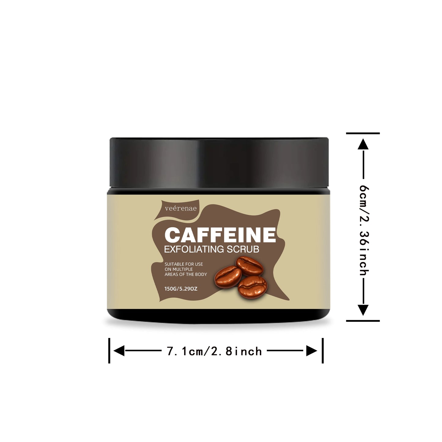 CAFFEINE EXFOLIATING SCRUB - Ice-cream texture, lightweight, non-sticky, non-pore-clogging. Ideal gift for all skin types