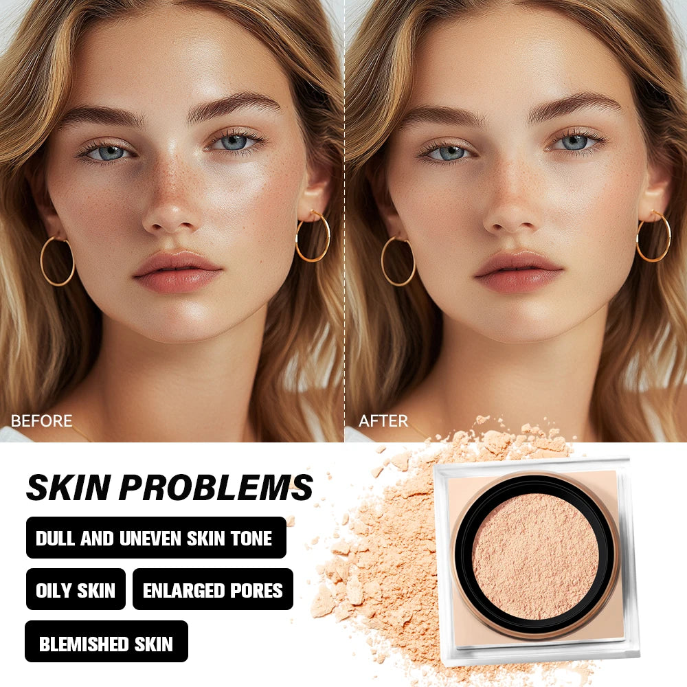 Loose Baking Setting Powder Long Lasting Oil Control Natural Face Matte Waterproof Brightening Loose Powder Makeup Cosmetics