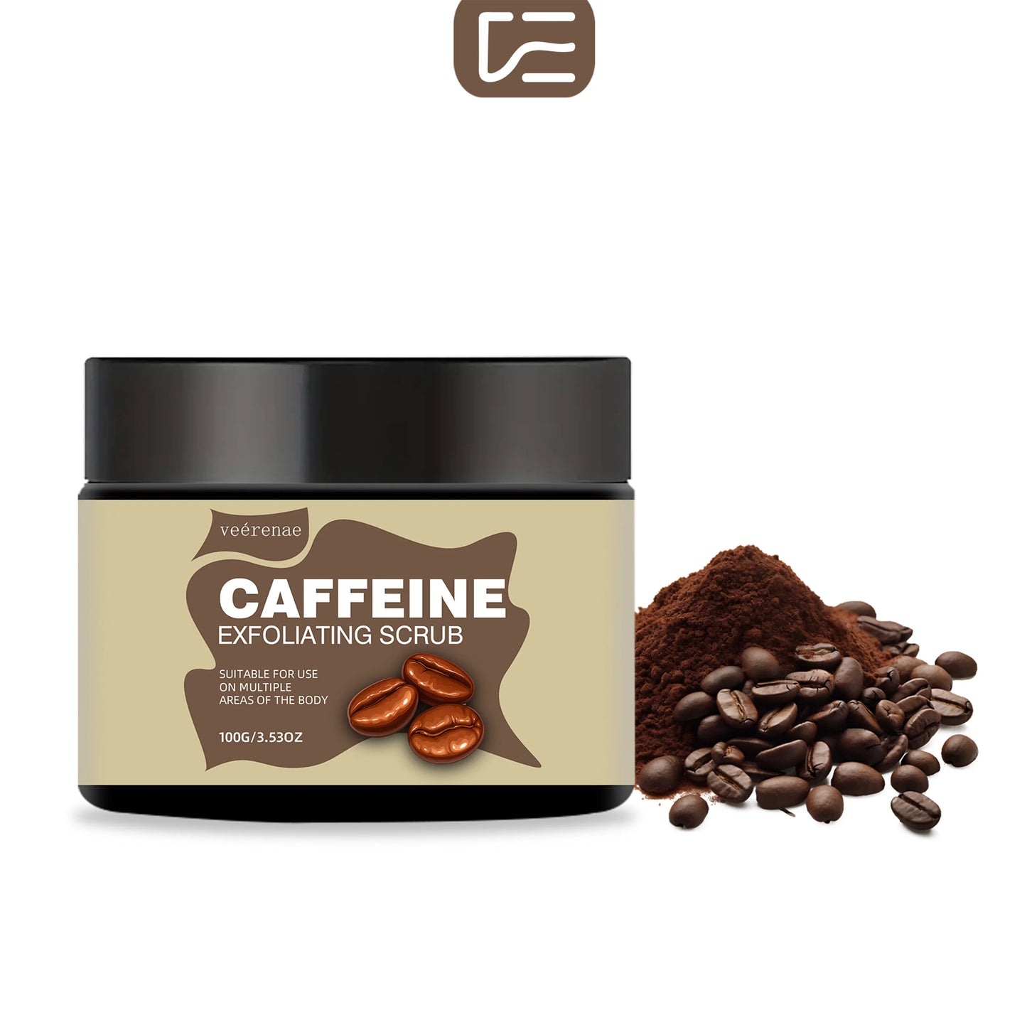 CAFFEINE EXFOLIATING SCRUB - Ice-cream texture, lightweight, non-sticky, non-pore-clogging. Ideal gift for all skin types