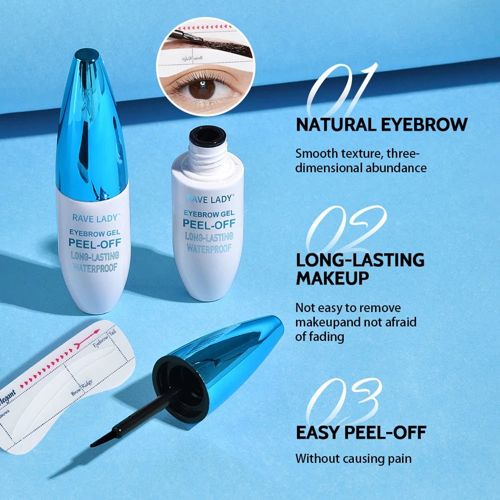 Rave Lady Tear-Off Eyebrow Glue Natural Dye Waterproof Lasting Fasting-Dry One-Step Coloring Tint Liquid Cosmetic Tattoo Eyebrow