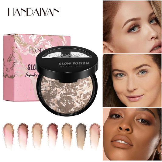 Buy One Get One Free Marble Baking Setting Powder Shiny Waterproof Sweatproof 24-HourNon-CakeyOil-Control Loose Powder Ideal Gif