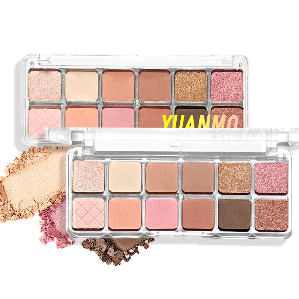 12 Color Eye Shadow Pallete Matte Pearl Eyeshadow Girl Beginner Makeup Nude Pink Eyeshadow Low Saturation All Matte Eye Pigment