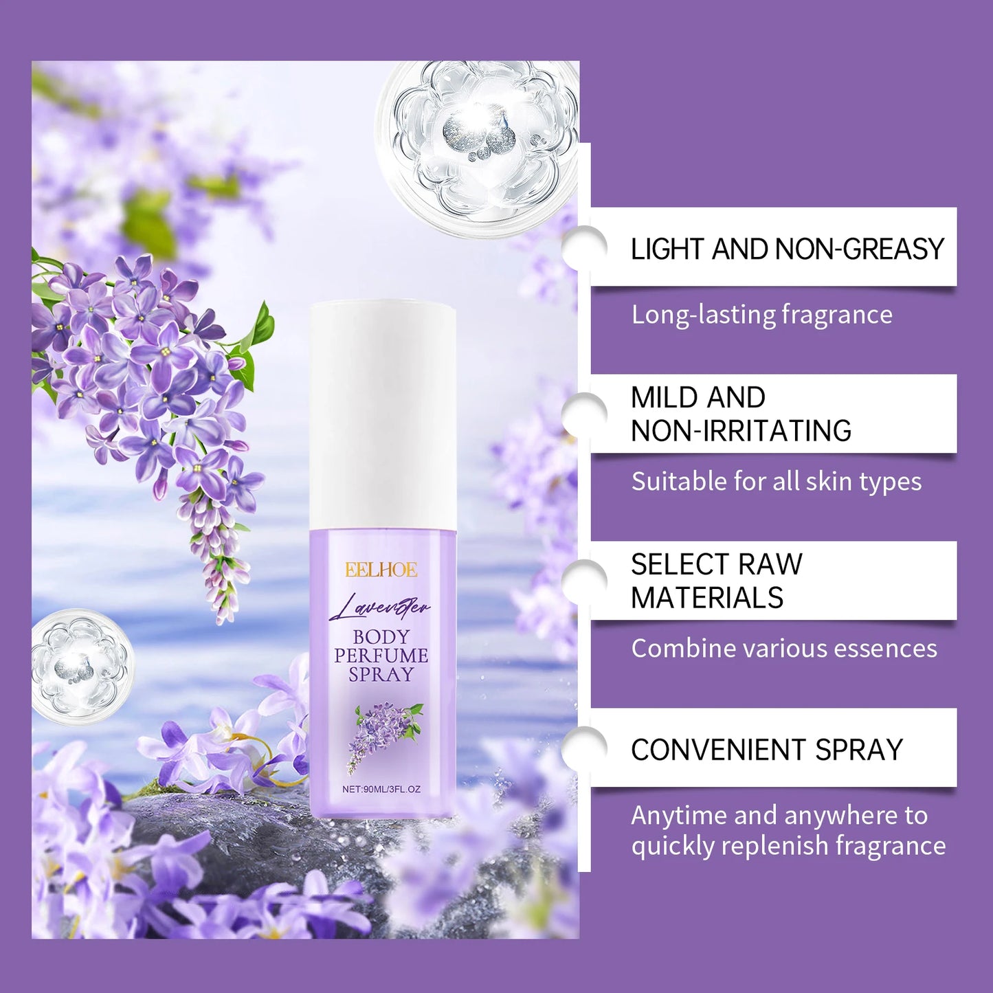 Body Perfume Long-Lasting Fragrance Spray with and Soothing Scent Clean Cruelty Free Hair Body Perfume Spray for Women