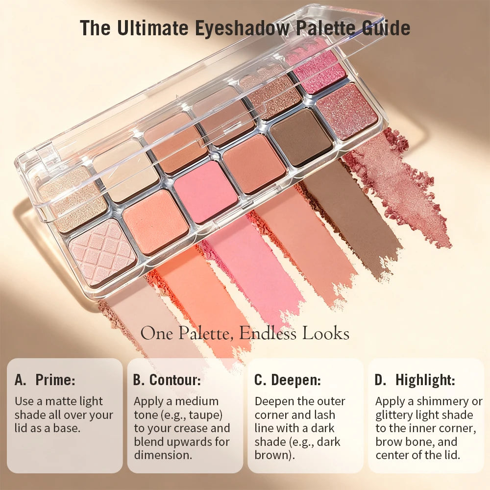 12 Color Eye Shadow Pallete Matte Pearl Eyeshadow Girl Beginner Makeup Nude Pink Eyeshadow Low Saturation All Matte Eye Pigment