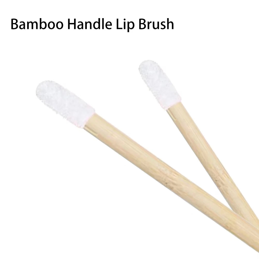 50/200pcs Bamboo Handle Lip Brushes Lipstick Gloss Wands Applicator Make Up Brush For Lip Eyelashes Extension Makeup Beauty Tool